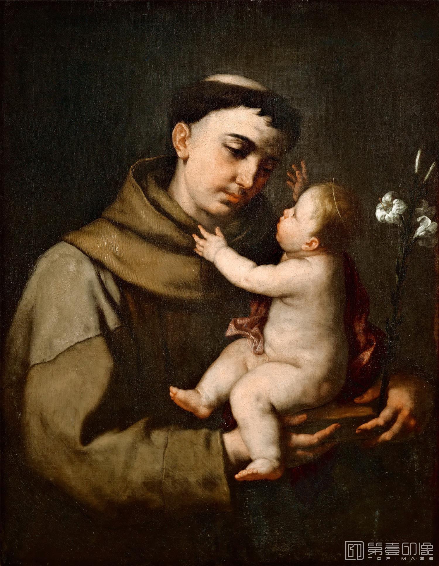 油画-卢浮宫-Luca GiordanoSaint Anthony of Padua and the Infant Jesus-1275